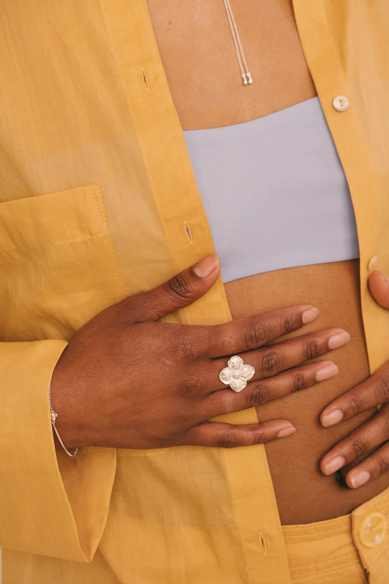 Big Flower Ring Silver - Image 4