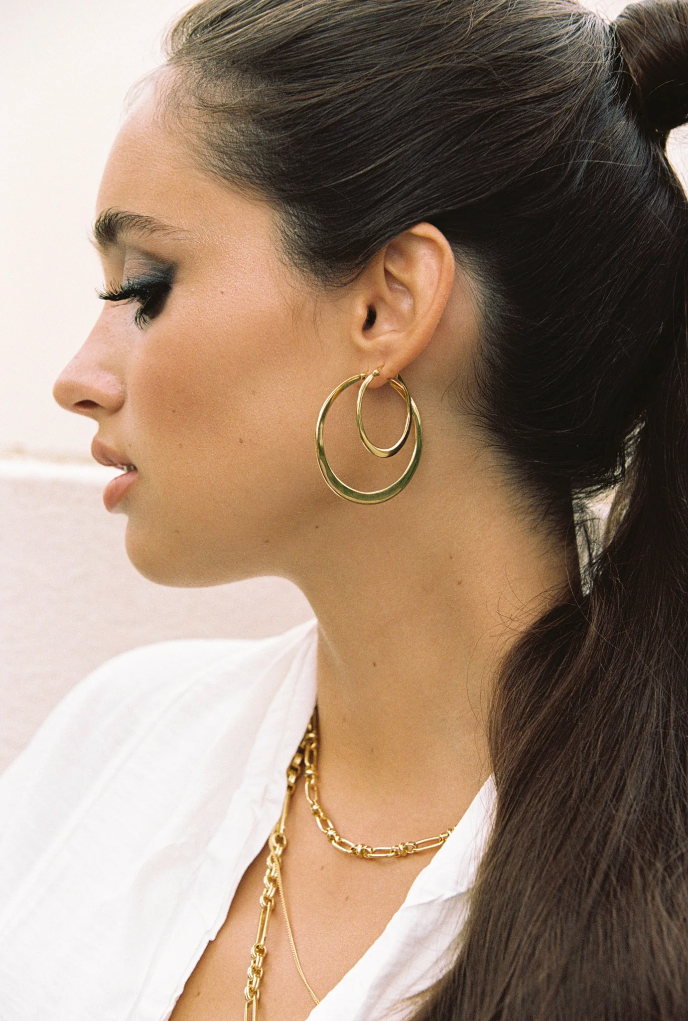 Big gypsy hoop gold plated (45mm) - Image 4