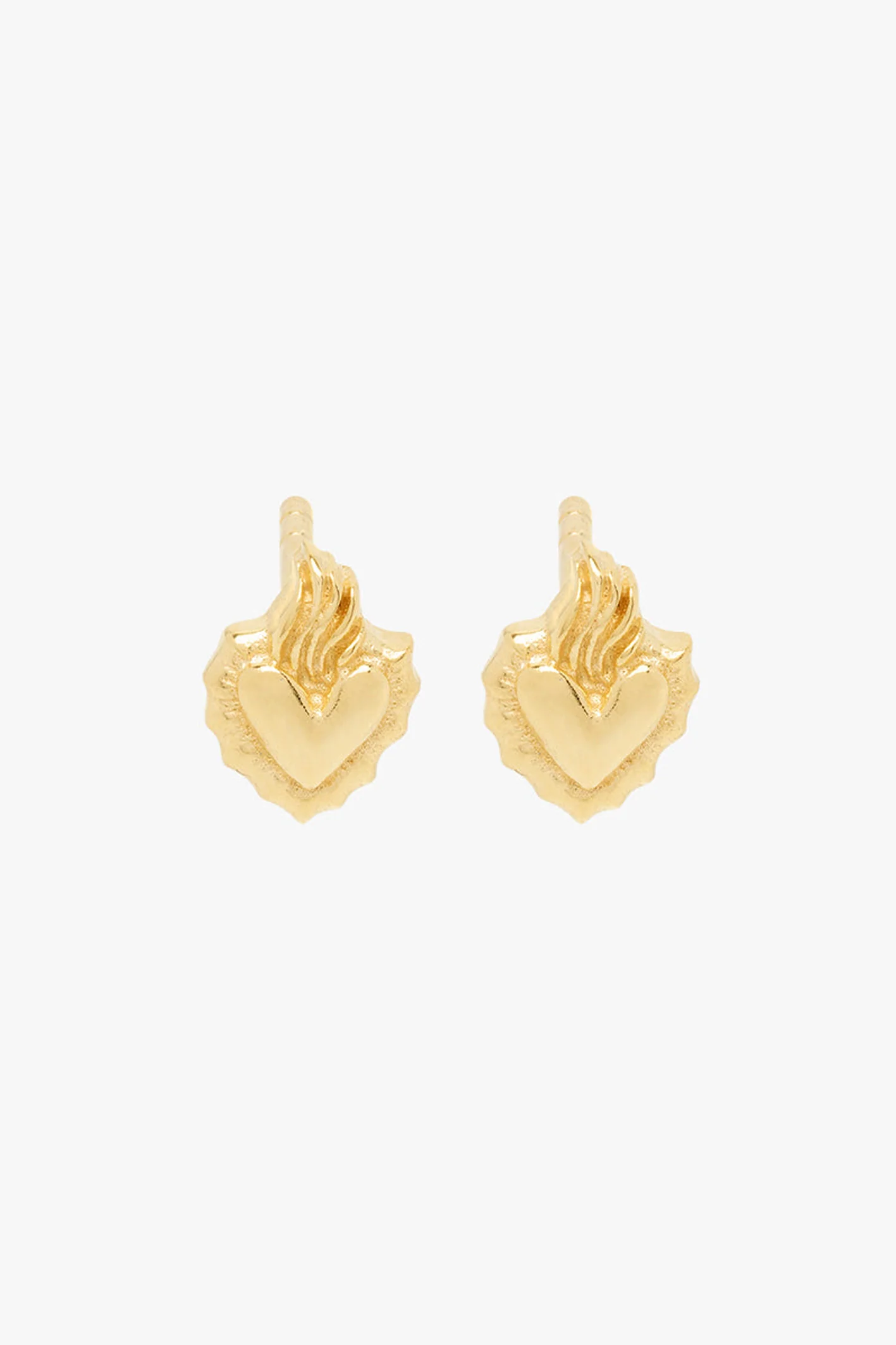 Flaming heart stud earring gold plated  - Image 5