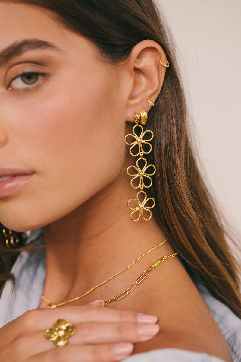 Flores Earring Gold Plated - Image 3