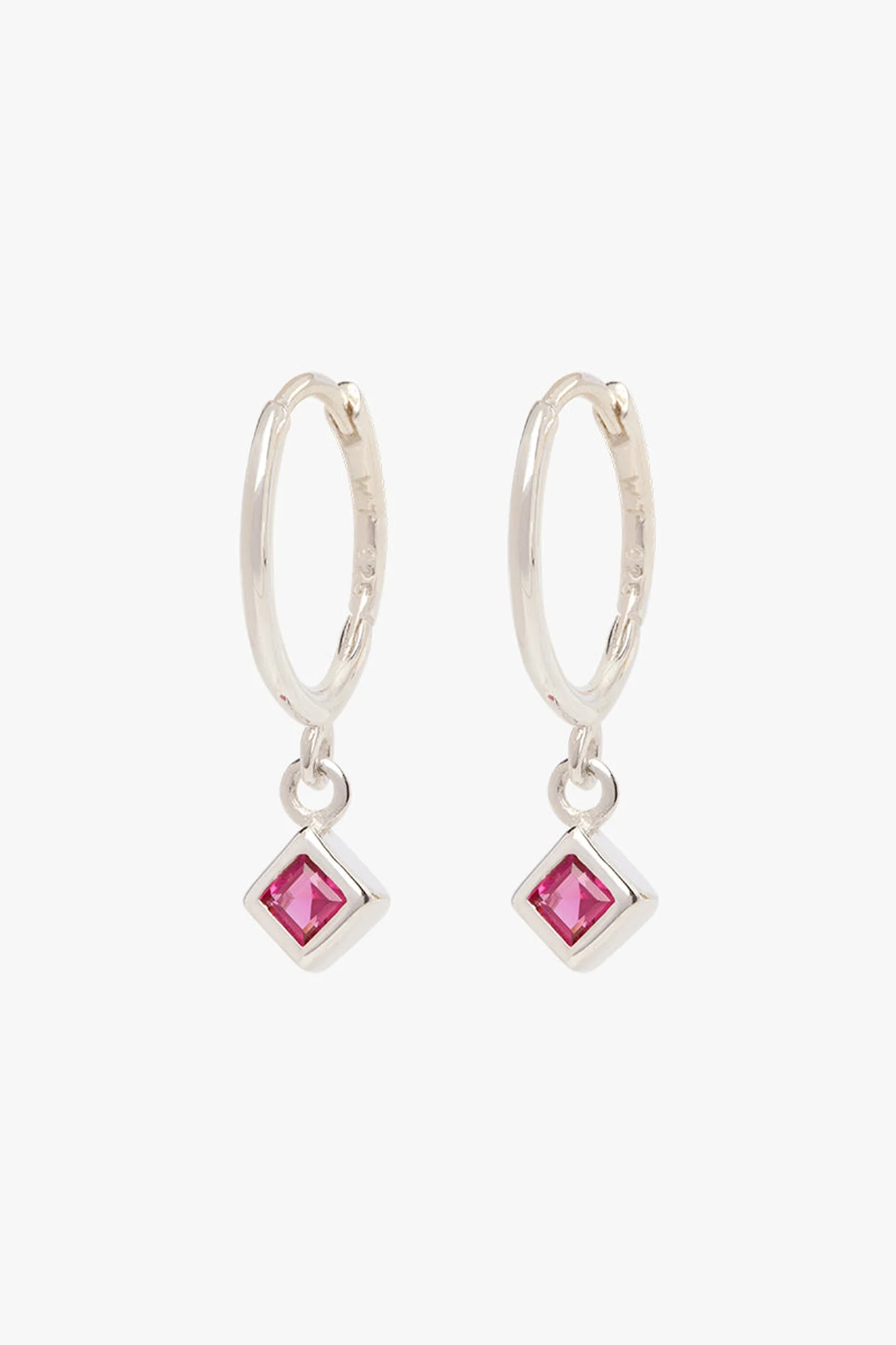 Fuchsia diamond hoop silver - Image 4