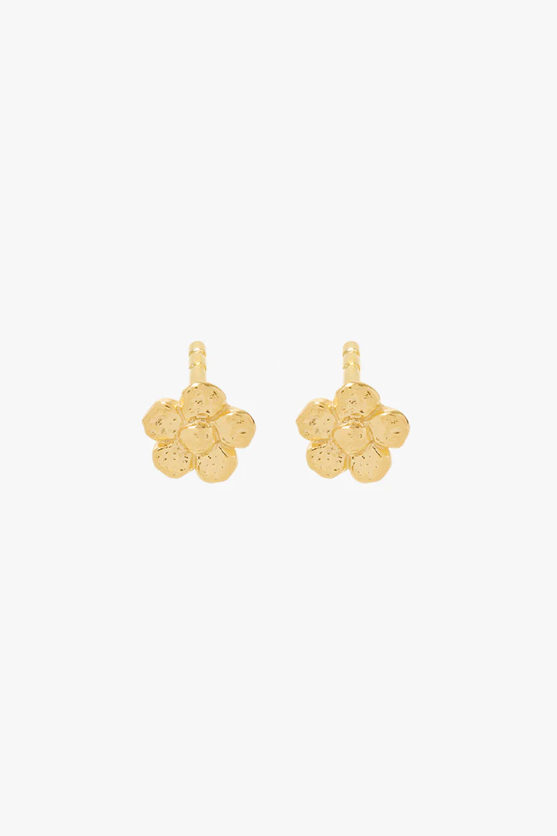 Hammered Flower Stud Gold Plated - Image 4