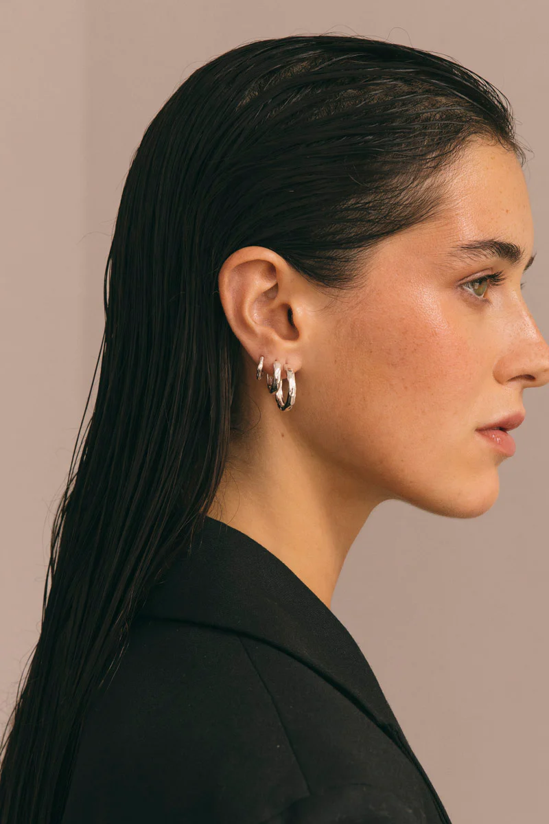 Hammered Huggie Silver (15mm) - Image 3