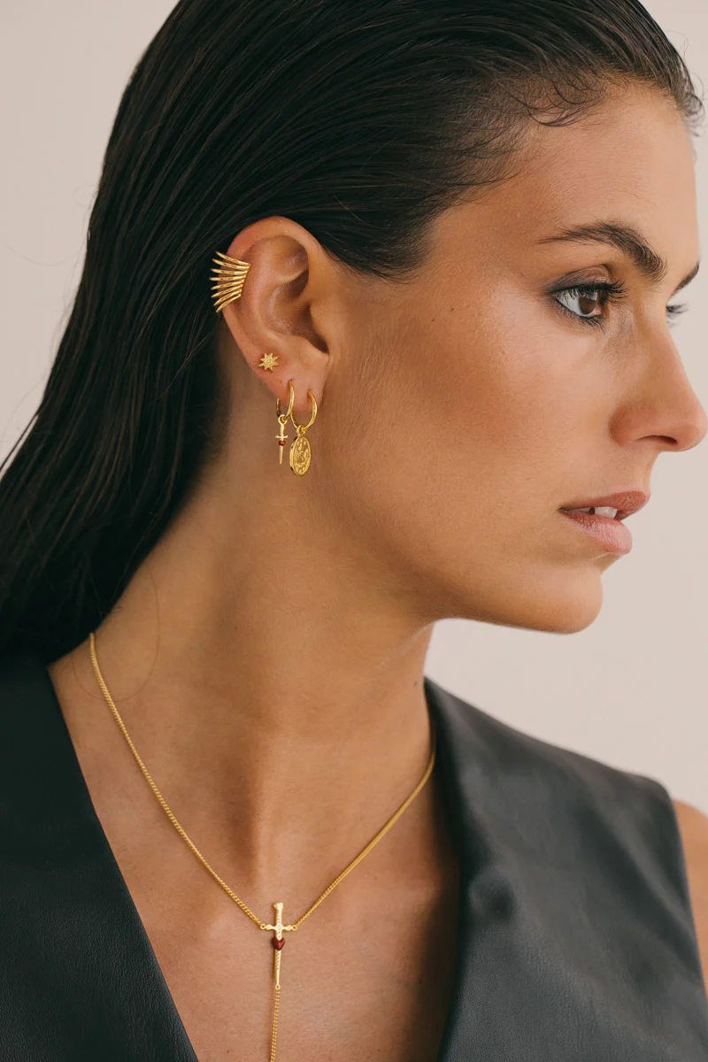 Love dagger hoop earring gold plated - Image 3