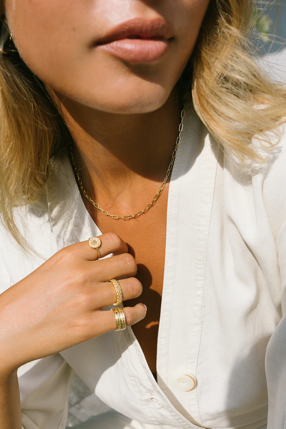 Round gold plated necklace (40cm) - Image 8