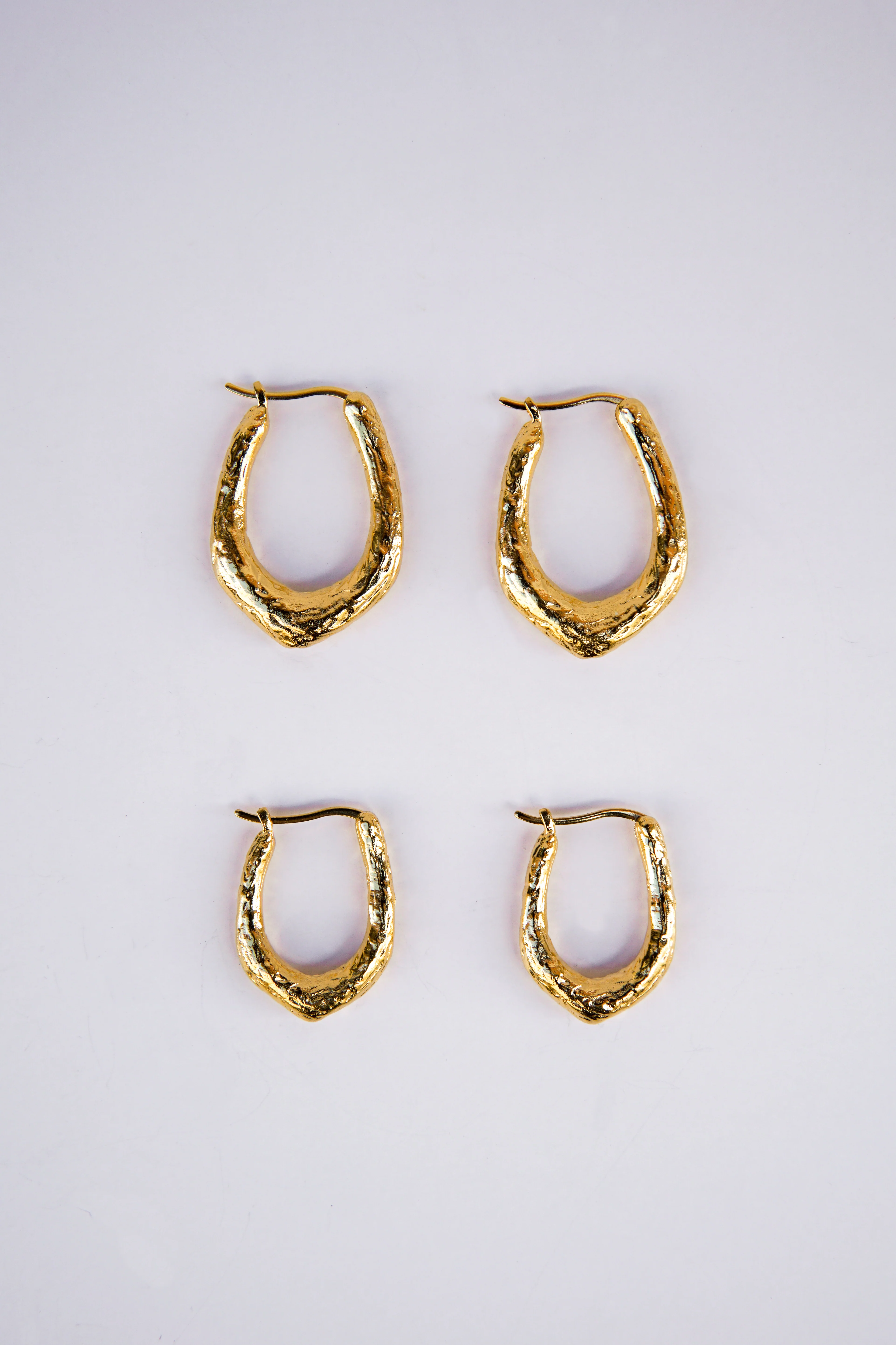 Organic Hammered Oval Hoop Gold Plated (20mm) - Image 7