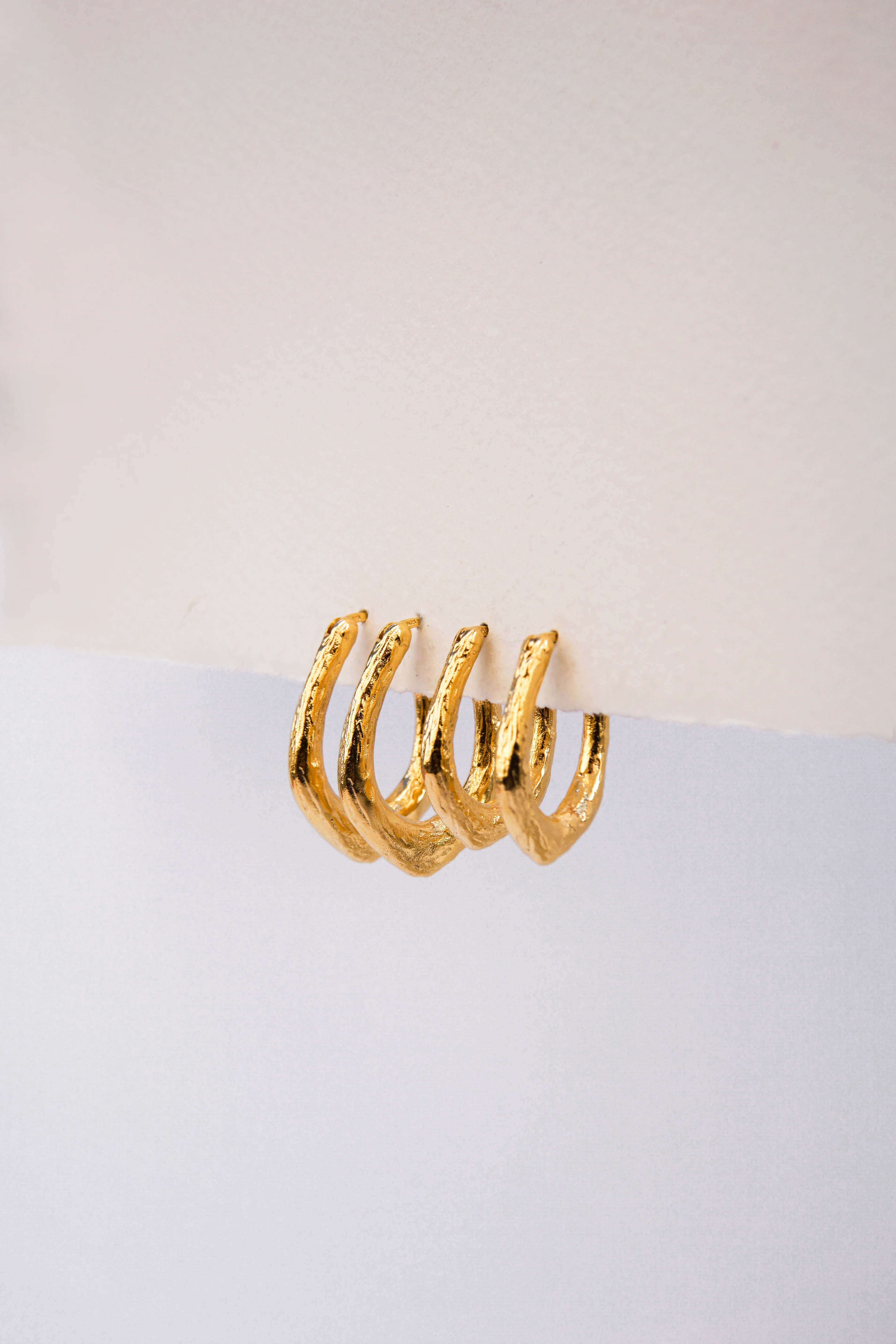 Organic Hammered Oval Hoop Gold Plated (25mm) - Image 6