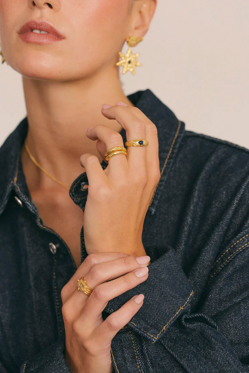 Rocky Stack Ring Gold Plated - Image 4