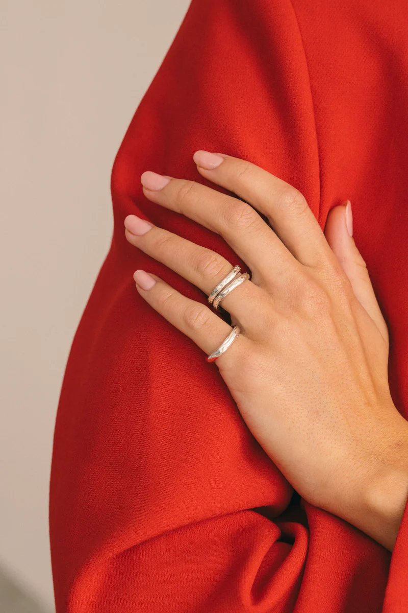 Rocky Stack Ring Silver - Image 3