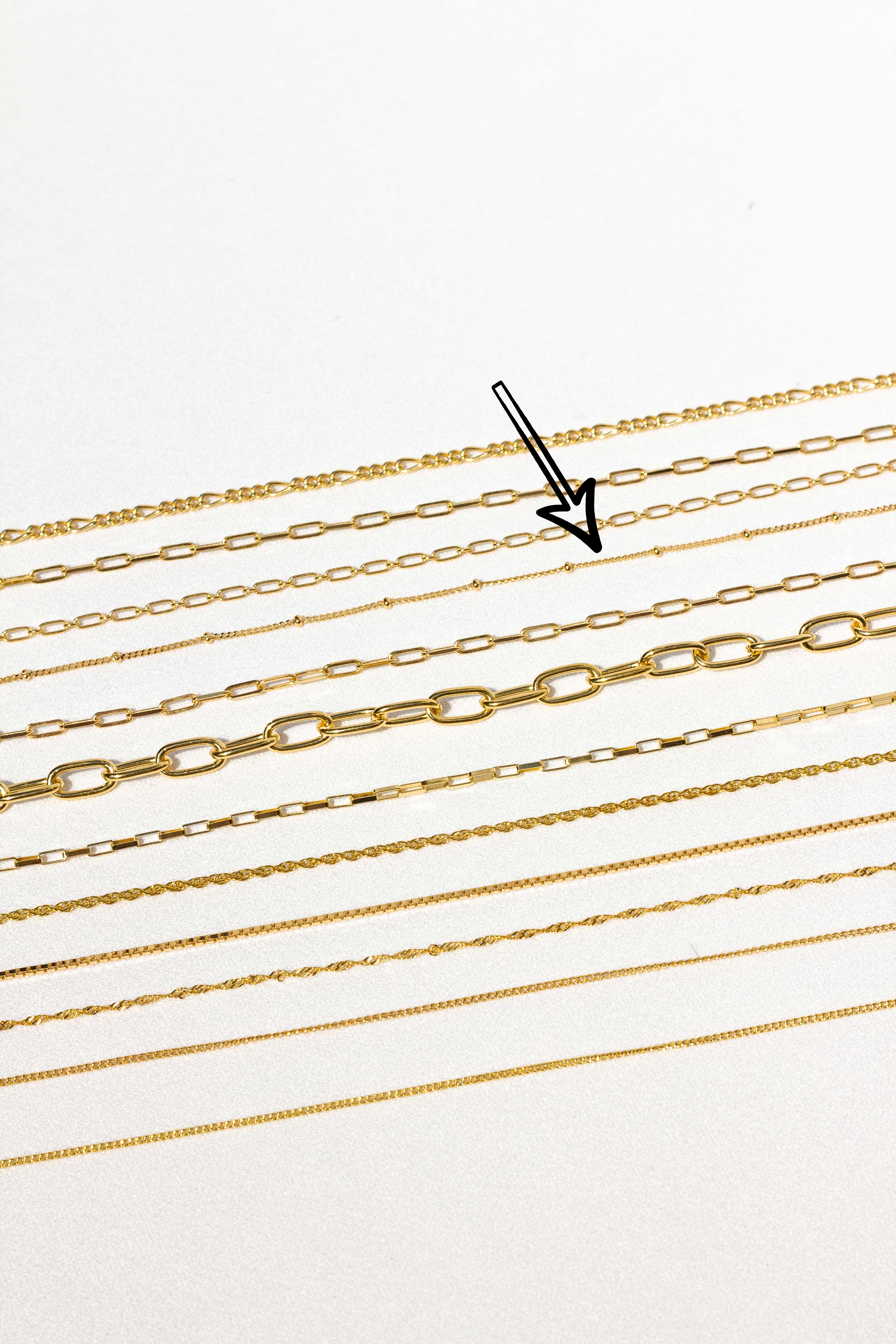 Stud chain necklace gold plated (45cm & 55cm) - Image 7