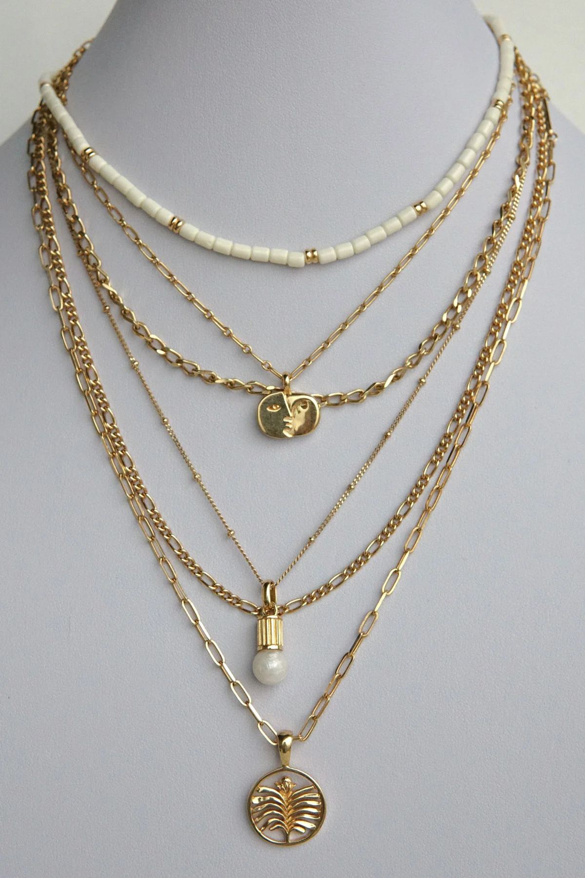 Stud chain necklace gold plated (45cm & 55cm) - Image 9