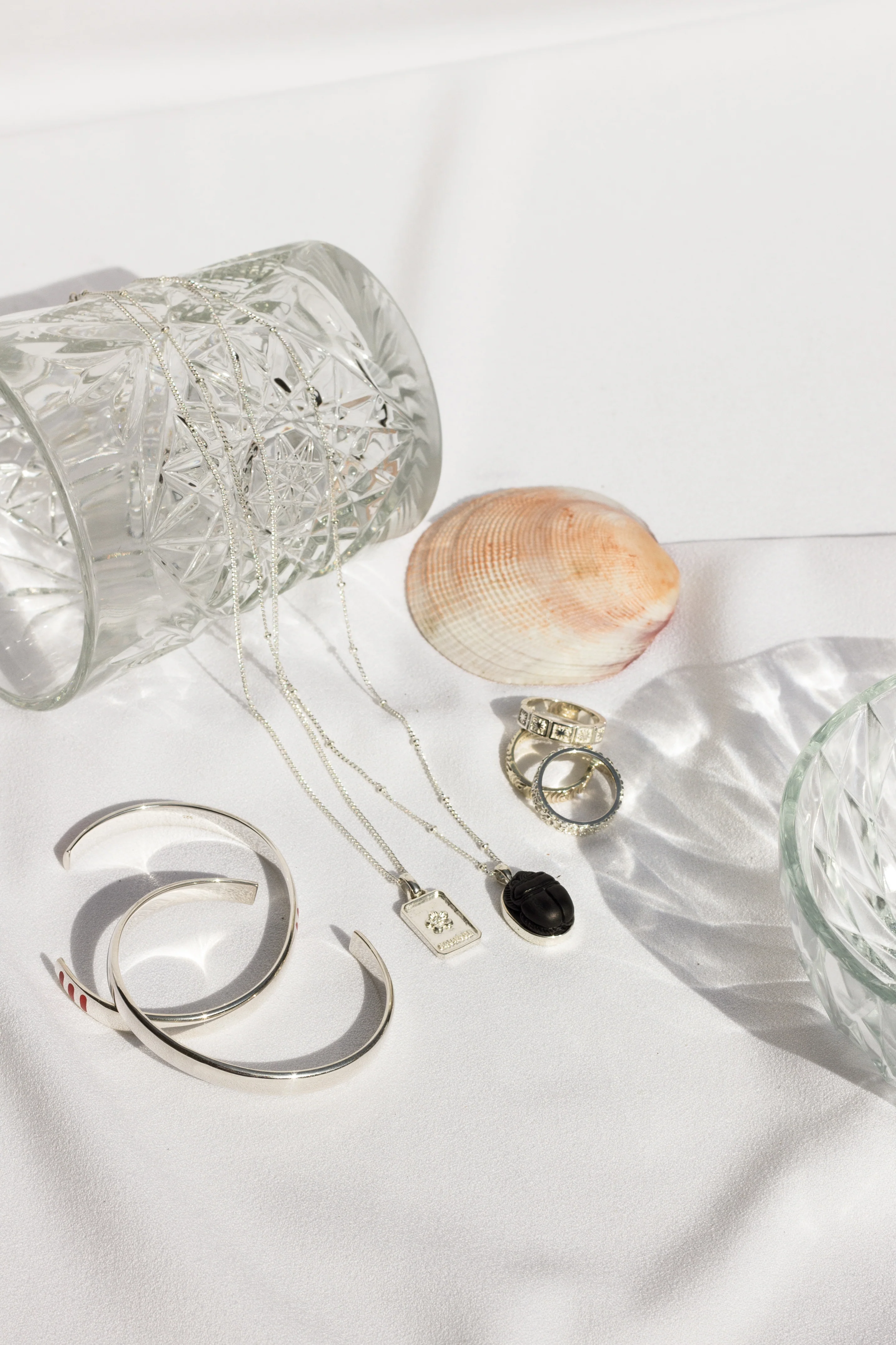 Stud chain necklace silver (45cm & 55cm) - Image 5