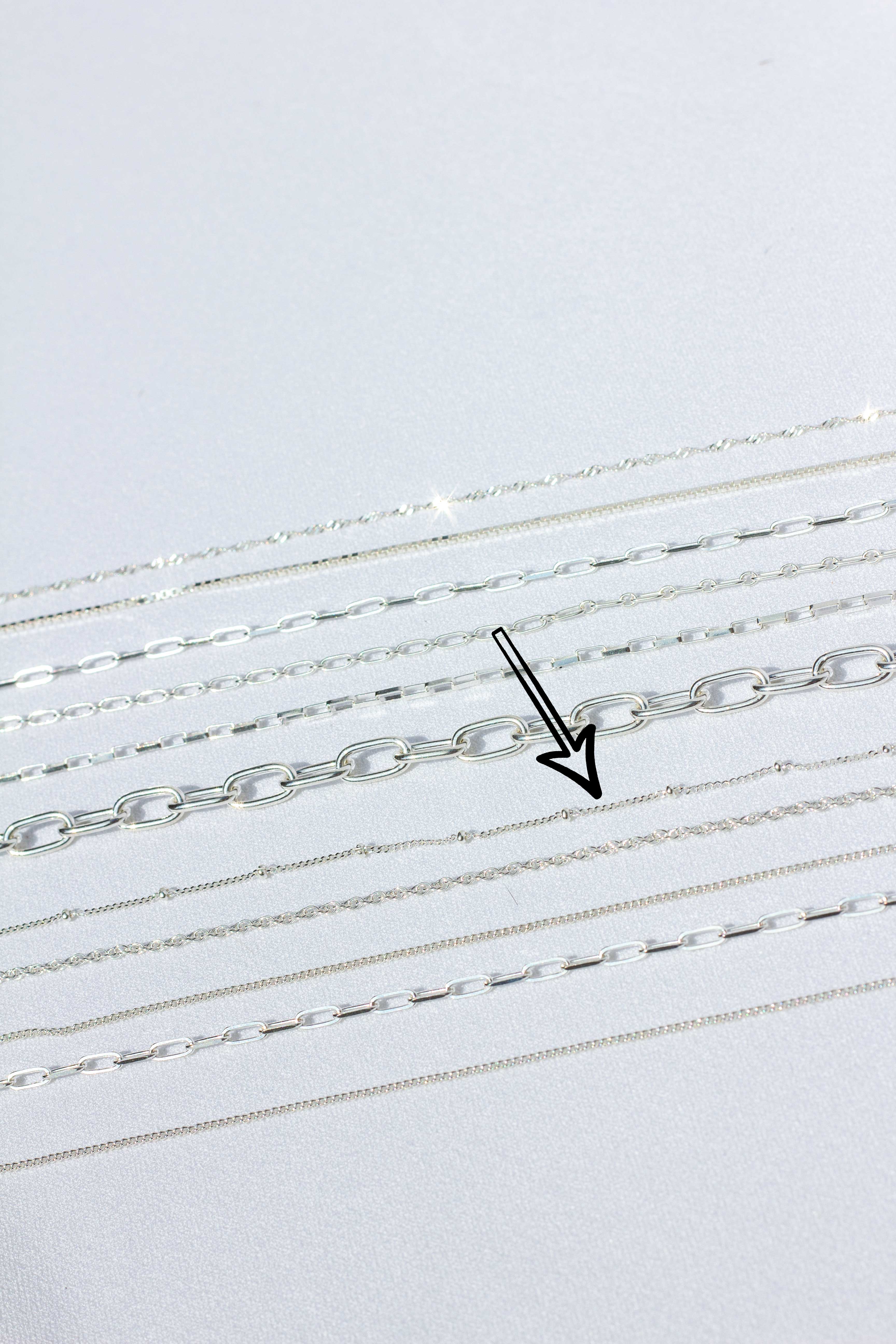 Stud chain necklace silver (45cm & 55cm) - Image 6