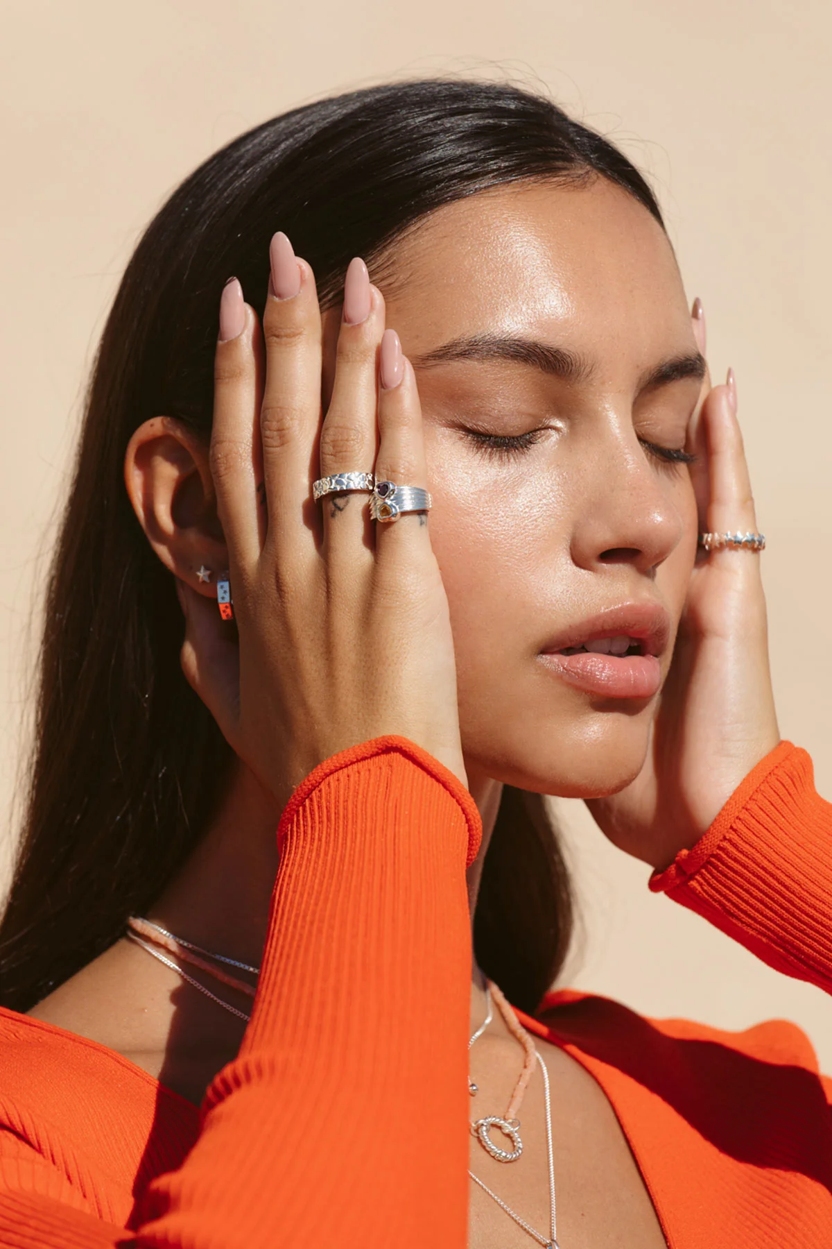 Vintage double hearts pinky ring silver - Image 5