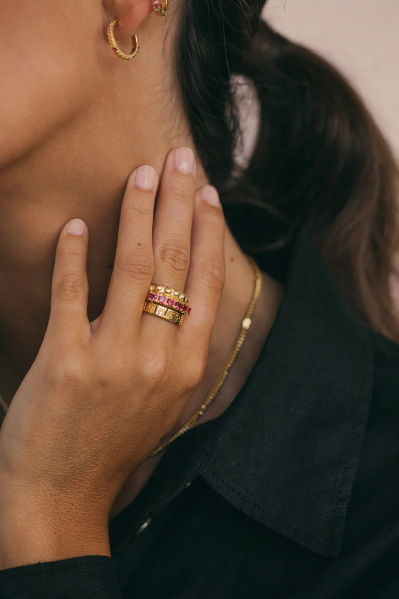 Vintage fuchsia ring gold plated - Image 3