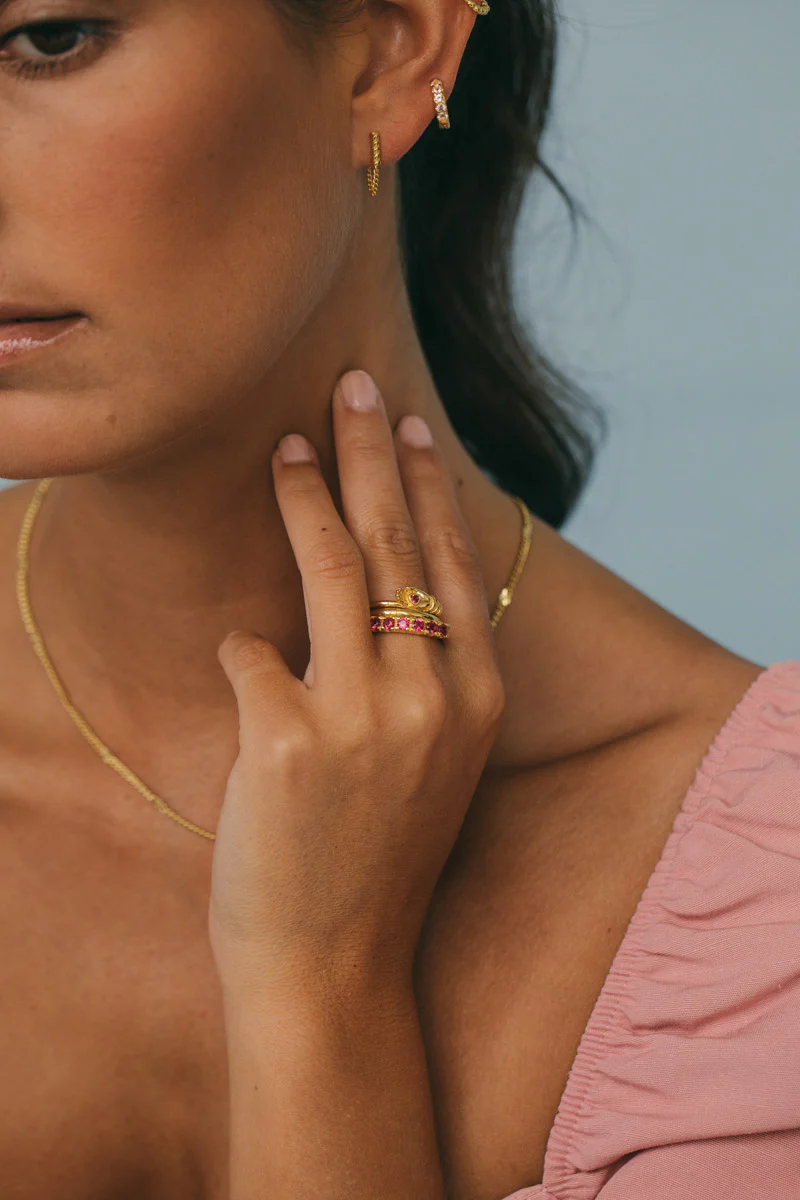 Vintage fuchsia ring gold plated - Image 8