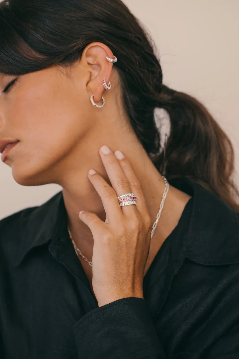 Vintage fuchsia ring silver - Image 3